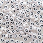 200+ Pieces 4x7mm Single C Letter Beads for Jewelry Making, White Round Acrylic Bulk Alphabet (Black on White) - size: Single letter C 200+ Pcs