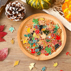 MARFOREVER Maple Leaf Charm, 120Pcs Fall Leaf Charms for Jewelry Making, Thanksgiving Day Charms Autumn Enamel Pendant for DIY Bracelet Necklace Earrings Crafts Gifts for Women Girls - style: Maple Leaf