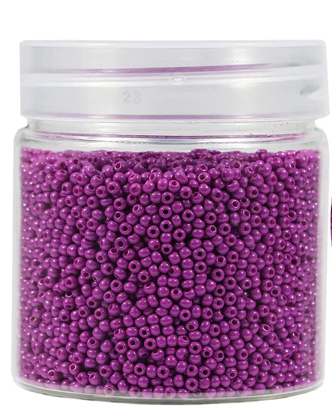 Bala&Fillic 2mm Round Size Almost Uniform Dark Purple Color Glass Seed Beads About 10000pcs /110 Grams in Box,12/0 Small Glass Seed Beads for Jewelry Making, Hole 0.6mm (Dark Purple) - color: Dark Purple