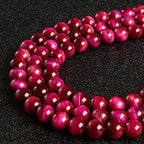 35pcs 10mm Magenta Tiger Eye Beads Natural Gemstone Beads Round Loose Beads for Jewelry Making - color: Magenta Tiger Eye, size: 10mm