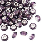 100pcs 14mm Large Hole Glass Beads Dark Violet European Lampwork Loose Spacer Beads for Christmas DIY Craft Snake Chains Charms Bracelet Necklace Earring Making Hole: 5mm - color: Dark Violet