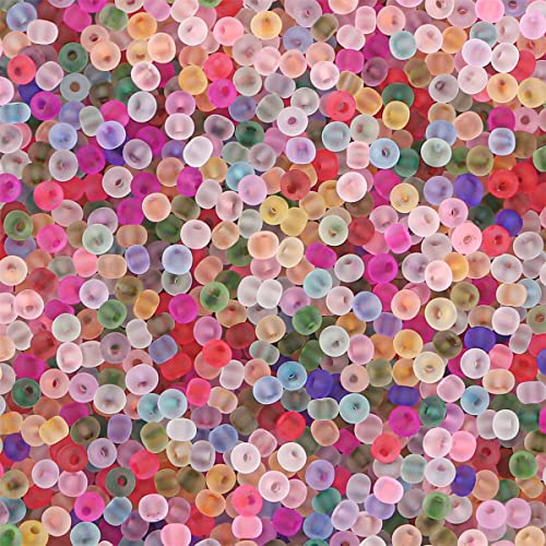 4mm Frosted Glass Seed Beads for Jewelry Making, 1000pcs Tiny Glass Bead Matte Pony Loose Spacer Beads for Beading, Friendship Bracelet, Pendants, Necklaces, DIY Crafting, Assorted Color - color: Assorted Color