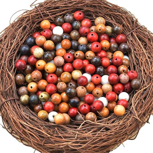 6mm Massive Beads Natural Wooden Rosewood Round Loose Beads Jewelry Making Handmade Craft with Thread 200 PCS(Mixed Wood, 6mm) - color: Mixed Woods, size: 6mm