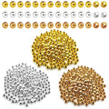 600Pcs 5mm Spacer Beads for Jewelry Making Metallic Plated Beads Smooth Seamless Round Loose Connector Beads Metal Crimp Stopper Beads for DIY Earring Necklace Bracelet Making (Gold, Silver, KC Gold) - color: 5mm, Gold Silver KC Gold