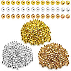 600Pcs 5mm Spacer Beads for Jewelry Making Metallic Plated Beads Smooth Seamless Round Loose Connector Beads Metal Crimp Stopper Beads for DIY Earring Necklace Bracelet Making (Gold, Silver, KC Gold) - color: 5mm, Gold Silver KC Gold