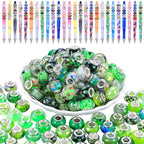 European Large Hole Beads Spacer Beads Charm Fairy Wands Beads Rhinestone Craft Beads for DIY Bracelet Jewelry Making (Green) - color: Green