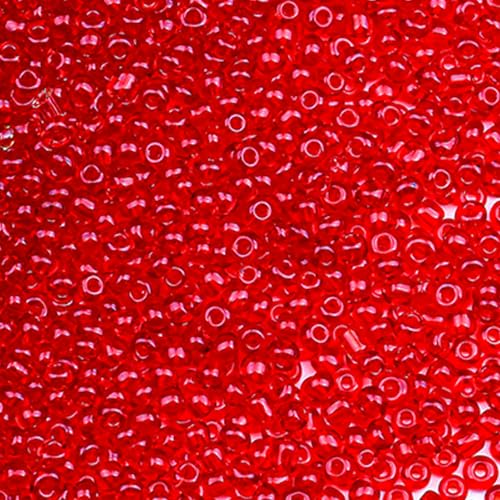2000pcs Glass Seed Beads Bulk, 4mm 6/0 Mini Pony Spacer Small Individual Color Seed Beads for DIY Bracelet Necklaces Wrist Jewelry Making, Translucent Crimson - color: Translucent Crimson