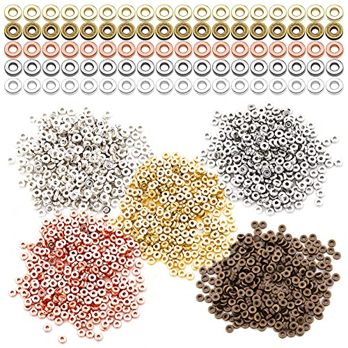 1000Pcs Flat Round Rondelle Spacer Beads for DIY Crafts, 5 Colors Disc Beads for DIY Jewelry Making, Bracelet, Necklace, Earring Crafts - color: 1000pcs; 5 colors; round