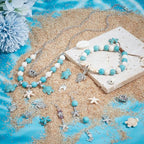 PH PandaHall 292pcs Turquoise Jewelry Making, Boho Ocean Beach Shell Bead Charms Starfish Mermaid Turtle Beads Summer Sea Dangle Pendant for Gift Bracelet Necklace Earring Anklet Craft Jewelry Making - color: Blue