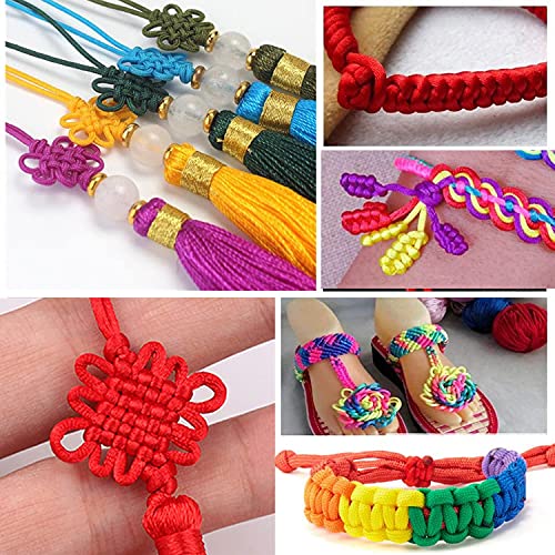 2mm Rattail String,Satin Nylon Trim Cord 16 Bundles 176 Yards Nylon Silk Cord for Jewelry Making Silk Thread Silk Bracelet String