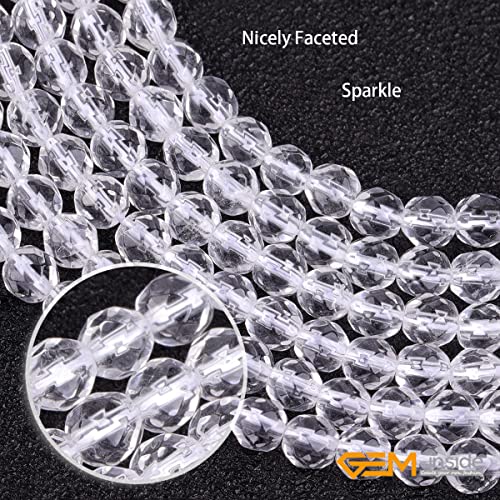 GEM-Inside Natural 4mm Clear White Quartz Gemstone Loose Beads Round Faceted AAA Grade Crystal Energy Stone Power for Jewelry Making 15" - color: Aaa Clear White Quartz, size: 4mm