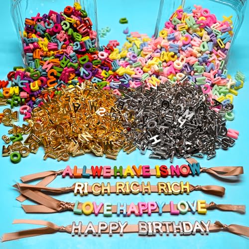 300+ Pieces 9x12mm Big Large Alphabet Letter Beads Charms A-Z Mixed Plastic Shape Loose Bead for Jewelry Making Bracelets Necklaces Key Chains (Silvery) - color: Silver, size: 300 Pieces