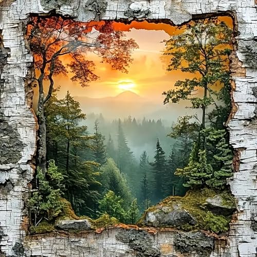 CHWGLFGG 5D Diamond Art Kits for Adults Beginners, Forest Landscape Diamond Painting Kits, DIY Full Round Drill Paint by Diamonds Dot Gem Art for Adults, Home Wall Decor 13.7X 13.7 Inch - color: KM30-1