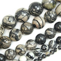 Wholesale Smooth Natural Gemstone Round Loose Beads 15" 4mm 6mm 8mm 10mm 12mm (4mm, Spider Web Jasper) - color: Spider Web Jasper, size: 4mm