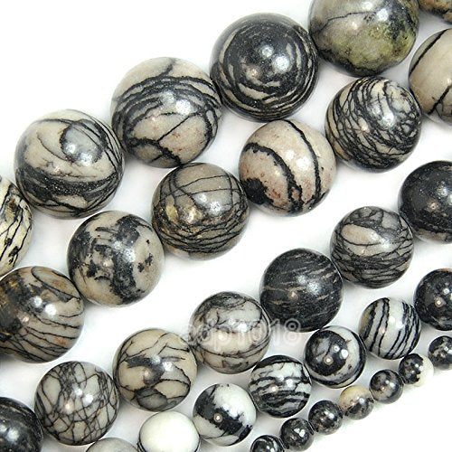 Wholesale Smooth Natural Gemstone Round Loose Beads 15" 4mm 6mm 8mm 10mm 12mm (4mm, Spider Web Jasper) - color: Spider Web Jasper, size: 4mm