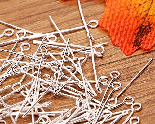 Shapenty 200PCS Mini Metal Wire Eyepins Beading Small Open Eye Head Pins Needles Bulk for DIY Craft Bead Earring Pendant Necklace Bracelet Jewelry Charm Finding Making (24mm/1Inch, Silver) - color: Silver, size: 24 mm