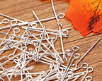 Shapenty 200PCS Mini Metal Wire Eyepins Beading Small Open Eye Head Pins Needles Bulk for DIY Craft Bead Earring Pendant Necklace Bracelet Jewelry Charm Finding Making (24mm/1Inch, Silver) - color: Silver, size: 24 mm