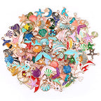 MARFOREVER 120 Pcs Ocean Themed Sea Charms for Jewelry Making, Assorted Gold Enamel Starfish Seashell Marine Pendants for Necklace Earring Bracelet Crafting Holiday Gifts for Women Mom Girls - style: Ocean