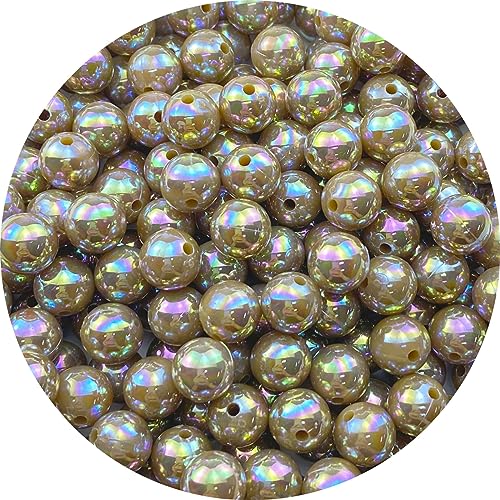200pcs 10mm Pearl Beads AB Colorful Glossy Plastic Loose Spacer Crafts Beads for Jewelry Making Earring Bracelet Necklace Home Decoration(Light Brown AB) - color: Light Brown AB, size: 10mm