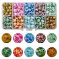8mm Glass Beads for Jewelry Making, 200pcs Ice Flower Round Bracelet Beads Crystal Loose Beads for Bracelets Necklaces Earrings DIY Jewelry Making and Christmas Accessories - color: Style 1
