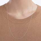 Amazon Essentials Sterling Yellow Gold or Silver Thin 0.8mm Box Chain Necklace - color: Silver, size: 24"