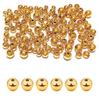 260pcs 18K Gold Filled Spacer Round Beads,Seamless Smooth Metal Round Beads,Gold Filled Solid Brass Beads for DIY Bracelet Necklace Earring Jewelry Making (6MM) - size: 6mm