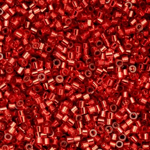 John Bead 25g Cylin Beads Red Silver Lined 11/0 Glass Cylindrical Seed Beads for Jewelry Bracelets Necklaces Earrings Making Embroidery - color: Red Silver Lined