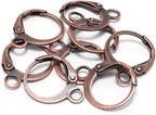 20Pcs Steel French Lever Earring Hooks Wire Settings Base Hoops Earrings with Open Loop for Men Women for DIY Jewelry Making Supplies(14×12mm) (Red) - color: Red Copper
