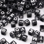 1000Pcs Black Acrylic Square Letter Beads White Cube Alphabet Beads White Letter A-Z Mixed Plastic Loose Beads for Jewelry Making Friendship Bracelets Key Chains Necklaces(6mm) - color: black-white(6mm)