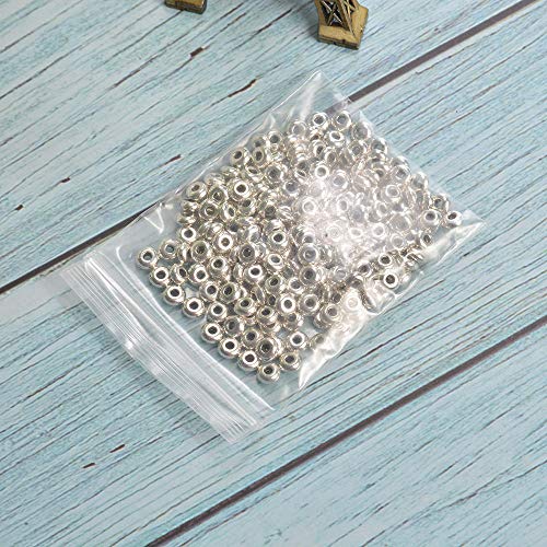 Wixine 200Pcs Round Silver Stainless Steel Spacer Beads DIY Jewelry Findings