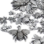100g (30-60pcs) Antique Silver Mixed Honey Bee Charm Pendants Alloy Bee Pendant Flying Insect Charms Craft Supplies for DIY Necklace Bracelet Jewelry Making - style: Silver Bee Charms