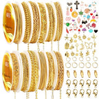 AQNJC Gold Chain for Jewelry Making, 98 Feet 12 Rolls Jewelry Chains with Gold Charms for Women DIY Necklace Bracelet Making Supplies with Jump Rings, Lobster Clasps, Connectors - color: 12 Rolls Gold Necklace Chains with Gold Charms