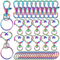 Rainbow Swivel Clasps Lanyard Snap Hook with Split Key Rings 40 PCS- Heart Snap Hook for Lanyard Keychain Purse Handbag Jewelry Making DIY Bag Pendant Craft - color: Rainbow Clasps Keychain -20sets