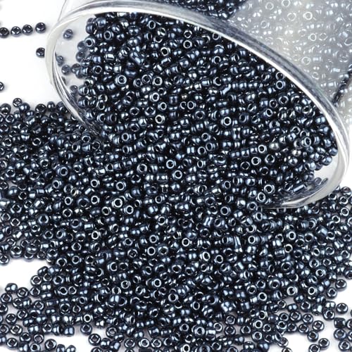 Size 2 mm 11/0 Glass Seed Beads, 10100 Pcs Small Mini Spacer Loose Pony Beads for Jewelry Making and DIY Crafts (Black) - color: Black, size: Small