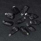 10pcs Irregular Raw Natural Black Agate Rock Stone Pendant Healing Crystal Chakra Gemstone Charm for Jewelry Making DIY Necklace Earrings Accessories Reiki - color: Black Agate