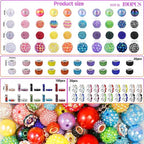HUISUYTON 190 Pcs Beads for Pens Making, Included Rondelle Spacer Bead and 16/20mm Bubblegum Beads for Pen, Acrylic Bead for Jewelry Making, Bracelets, Beadable Pens - color: 190PCS Beads