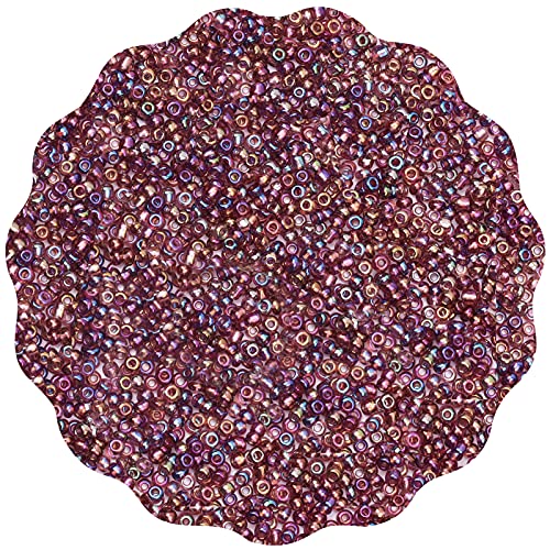 Size 3 mm 8/0 Glass Seed Beads, 5100 Pcs Small Mini Spacer Loose Pony Beads for Jewelry Making and DIY Crafts (Iris Amethyst Bronze) - color: Iris Amethyst Bronze, size: Medium