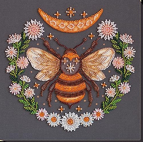 Abris Art Bead Embroidery Kit Honey Dream. DIY Beadwork Craft Kit for Beginners. Hand Made Beading kit from, Ukraine. Stylish Needlework Set, Needlepoint Pattern Colorful bee Decor Wall Art