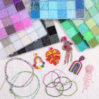 51600pcs Seed Beads Kit, 144 Colors 2mm Seed Beads & 7mm Long Bugle Beads Set, 12/0 Small Mini Craft Pony Beads for Jewelry Making Supplies for DIY Bracelet, Necklace, Crafts