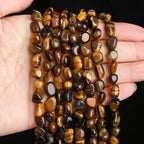 HAAMIIQII Natural Yellow Tiger Eye Pebble Stone 5-8mm Small Irregular Freeform Tumbled Loose Gemstone Beads for Jewelry Making Strand 15 Inch (45-50pcs) - color: Yellow Tiger's Eye