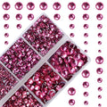 4000Pcs Mixed Size Hot Fix Round Crystals Gems Glass Stones Hotfix Flat Back Rhinestones (Fuchsia) - color: Fuchsia, size: 4000 Count (Pack of 1)