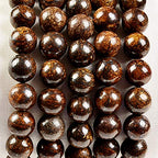 MASSIVE BEADS Natural Healing Power Gemstone Crystal Beads Unisex Adjustable Macrame Bracelets - color: Bronzite, size: 6mm
