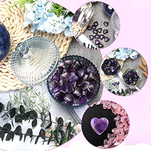 Gerrii 50 Pcs Heart Healing Stone Bulk Quartz Heart Inspirational Stones Gift for Women Love Pocket Polished Natural Energy Balancing Meditation 0.8 Inch(Purple) - color: Purple