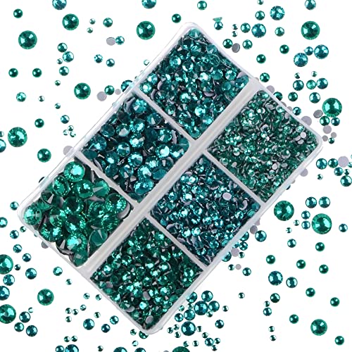 4000Pcs Mixed Size Hot Fix Round Crystals Gems Glass Stones Hotfix Flat Back Rhinestones (Blue Zircon) - color: Blue Zircon, size: 4000 Count (Pack of 1)