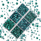 4000Pcs Mixed Size Hot Fix Round Crystals Gems Glass Stones Hotfix Flat Back Rhinestones (Blue Zircon) - color: Blue Zircon, size: 4000 Count (Pack of 1)
