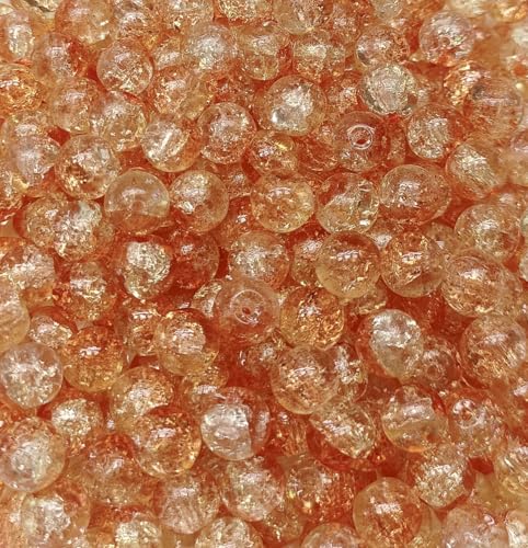 200PCS Glass Beads 8mm Glass Beads for Bracelets Necklaces Jewelry Making DIY Crafts (Orange Red Crackle) - color: Orange Red Crackle
