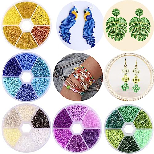 1 Box 3900pcs Mixed Color 2mm Glass Seed Beads-Small Round Spacer Loose Czech Beads for Jewelry Making Embroidery Accessories, (Metallic Gold) - color: Metallic Gold