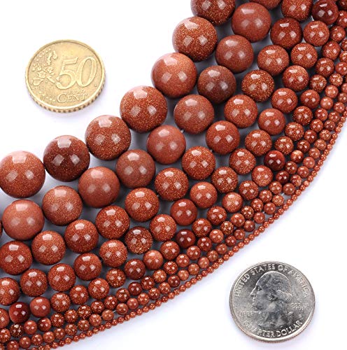 6mm Natural Goldstone Gemstone Round Loose Beads Crystal Stone Bracelet Necklace Accessories Crafts for Jewelry Making DIY,1 Strand 15" - color: Goldstone, size: 6MM