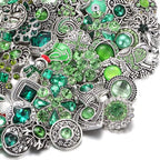 10PCs Mixed Style Rhinestones Snaps Jewelry Charms Buttons 18/20mm for Interchangeable Snaps Jewelry Making Women DIY Button Bracelets Necklaces Rings Brooch Accessories (Green) - color: Green