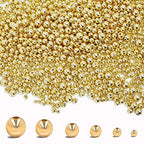 300pcs 14K Gold Beads,Seamless Gold Round Beads,Brass Loose Beads,Spacer Beads that Do Not Fade Easily,Gold Beads for Bracelet Necklace Making (6MM) - size: 6MM